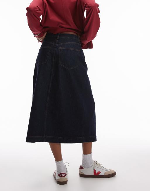 ARKET denim midi wrap skirt in clean indigo wash ASOS