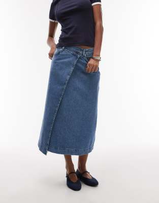 Arket Denim Midi Wrap Skirt In Blue