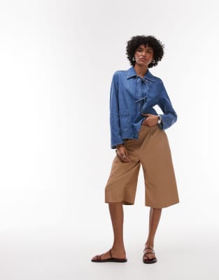 Arket Denim Shacket With Tie Front Detail In Blue
