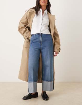 Arket ARKET denim trousers with deep turn-up in clean midwash blue