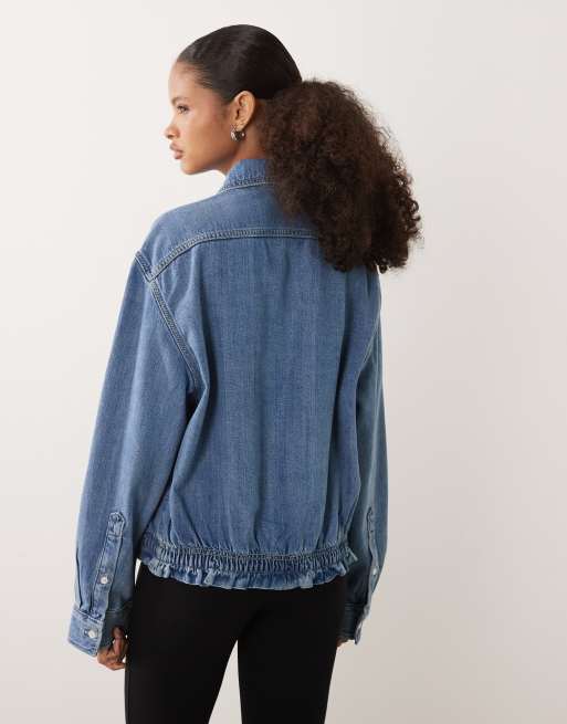 ARKET denimskjorte med bindebælte i mellemmørk blå vask, 4 af 4