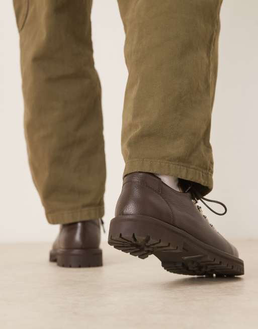 ARKET Digby leather hiking short boot shoes in pebbled brown