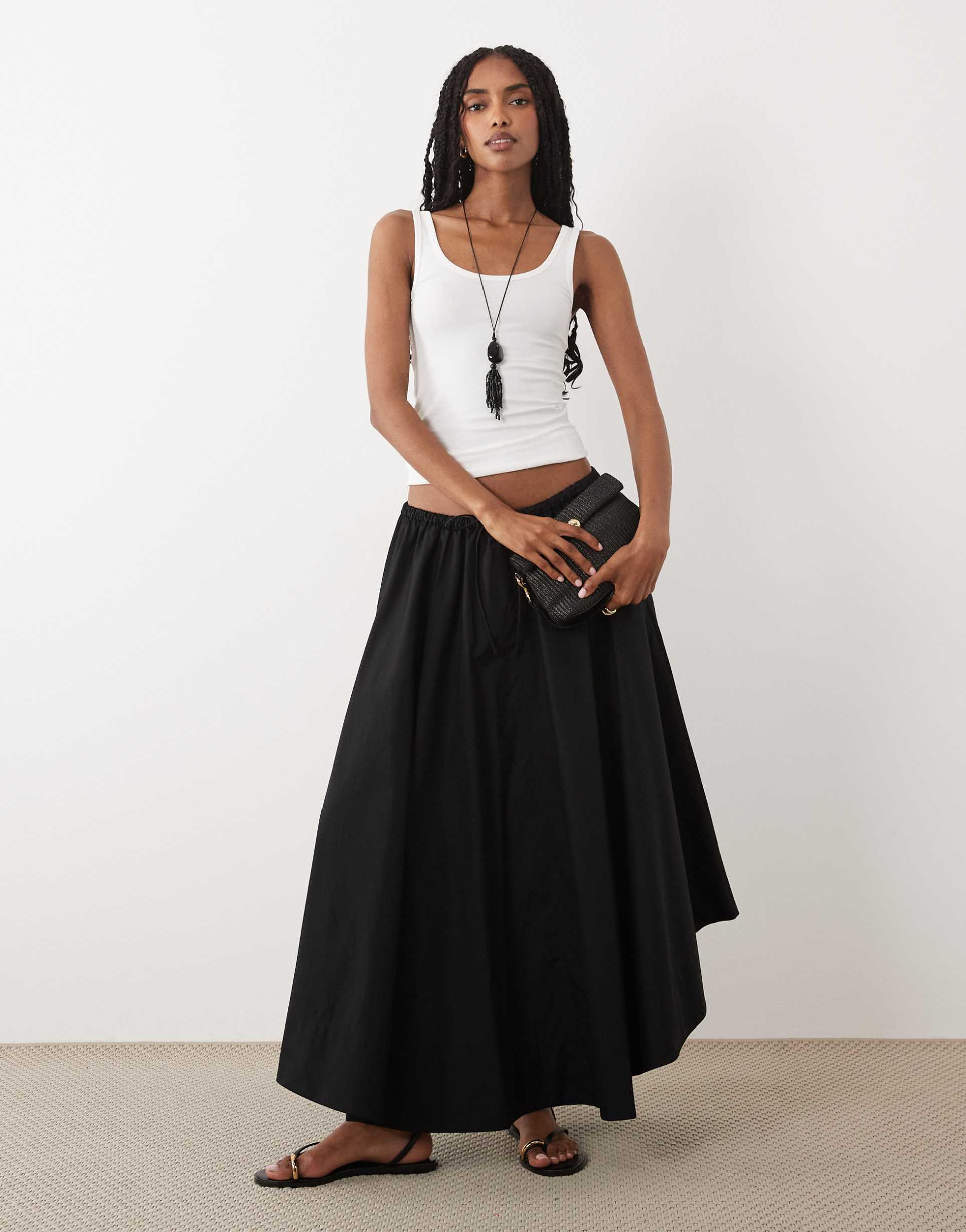 arket dipped hem midi skirt in black