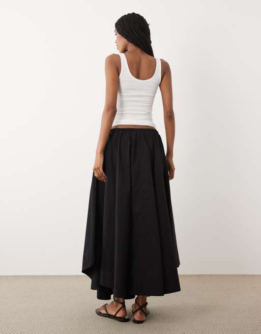 ARKET dipped hem midi skirt in black, 5 of 5