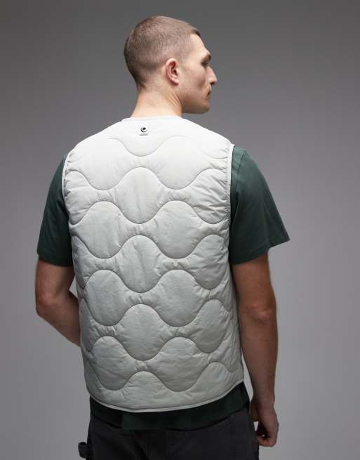 ARKET - Doorgestikte bodywarmer met rits aan de voorkant in lichtgrijs , 3 van 5