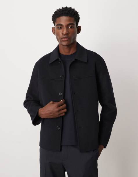 ARKET – Doppellagige Woll-Hemdjacke in Marineblau - view 1