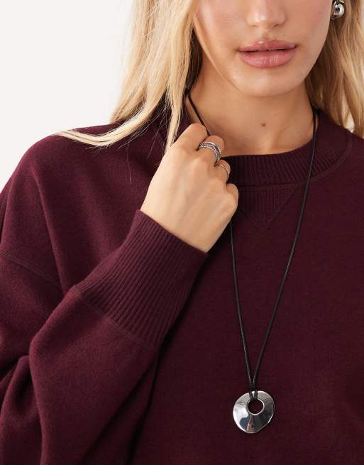 ARKET – Doppellagiges Sweatshirt mit hohem Wollanteil in Burgunderrot, Kombiteil, 3 von 4