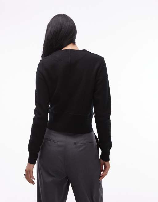 ARKET – Doppelseitige Strickjacke in Schwarz mit taillierendem Saum und hohem Wollanteil, 4 von 4