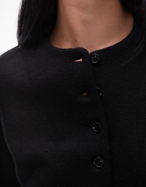 ARKET double-faced rich wool cardigan with cinched waist hem in black, 2 of 4