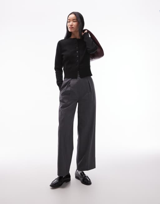 ARKET double-faced rich wool cardigan with cinched waist hem in black, 3 of 4