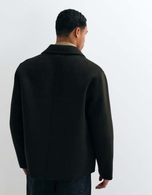 ARKET double layer wool blend short jacket in green, 5 of 5