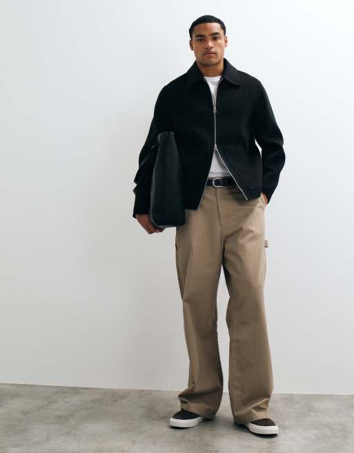 ARKET double layer wool blend short jacket in off black, 3 of 5