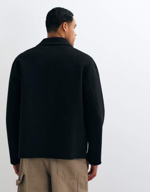 ARKET double layer wool blend short jacket in off black, 5 of 5