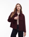 [Arket] ARKET double layer wool jacket with button front and front pockets in burgundy-Red 34 BURGUNDY