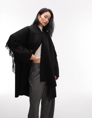 Arket Double Midi Jacket With Detachable Scarf In Black