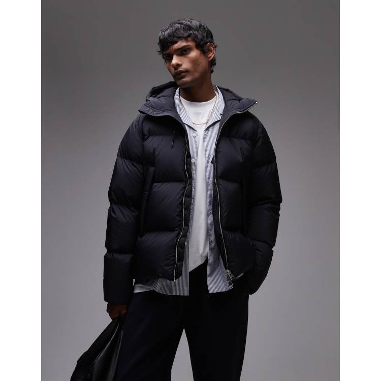 ARKET down filed puffer jacket with hood in black ASOS