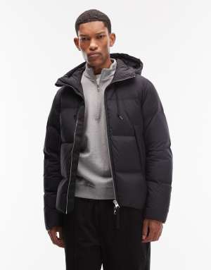 ARKET down filed puffer jacket with hood in black