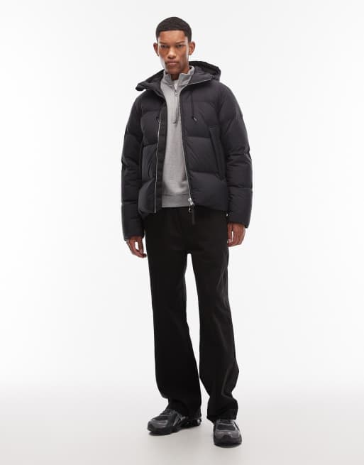 ARKET down filled puffer jacket with hood in black, 2 of 5