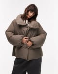 [Arket] ARKET down puffer coat with clean padding in dark beige-Neutral L Mole