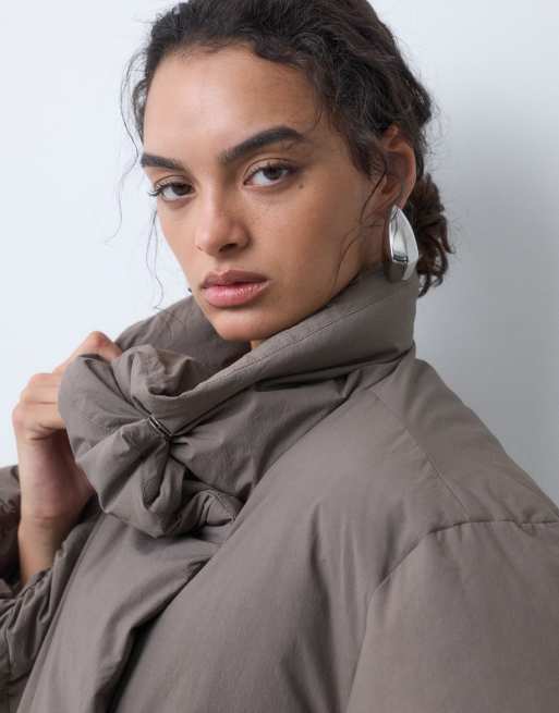 ARKET down puffer jacket with funnel neck in black, 2 of 5