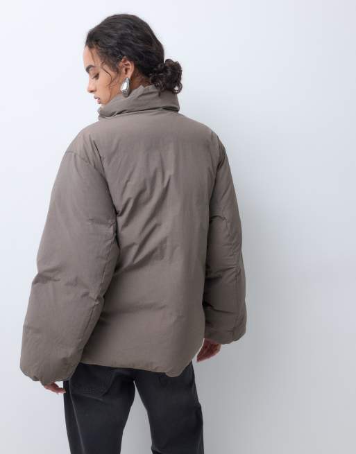 ARKET down puffer jacket with funnel neck in black, 4 of 5