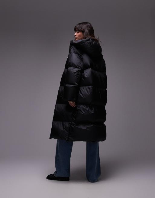 ARKET down puffer midi coat in black ASOS