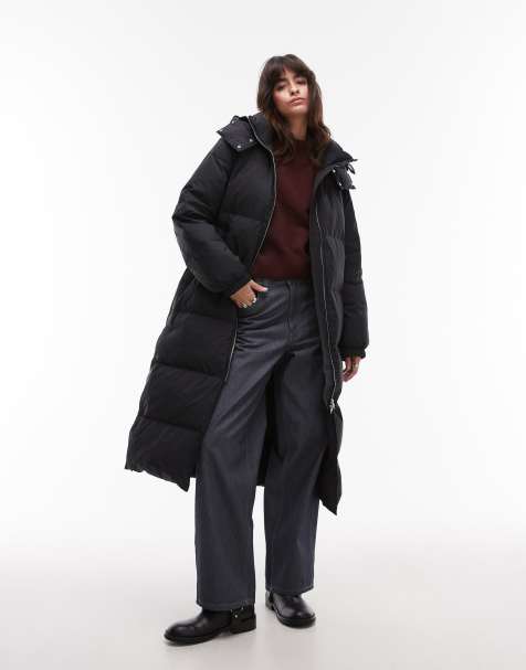 ARKET down puffer midi coat  in black - view 1