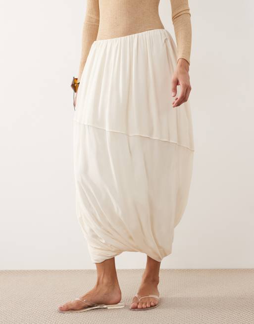 ARKET drapey fluid maxi skirt in off white, 2 of 5