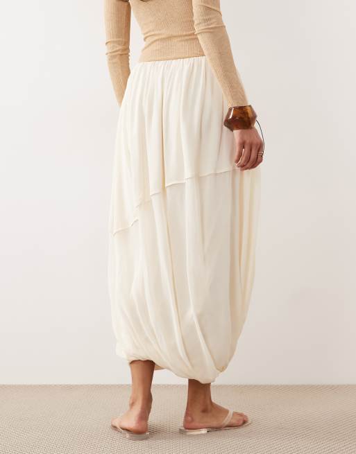 ARKET drapey fluid maxi skirt in off white, 3 of 5