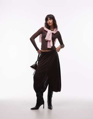 ARKET - Drapierter Midirock in Dunkelbraun-Brown