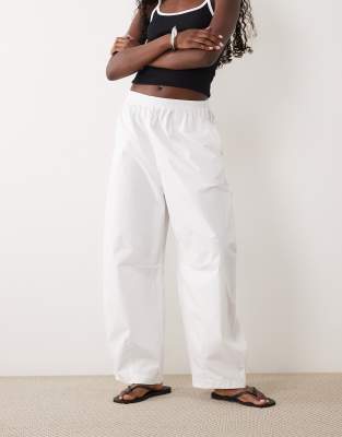 Arket Drawstring Cotton Poplin Pants In White