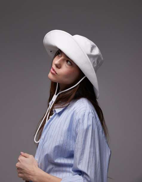 ARKET drawstring safari style sunset bucket hat in white - view 1