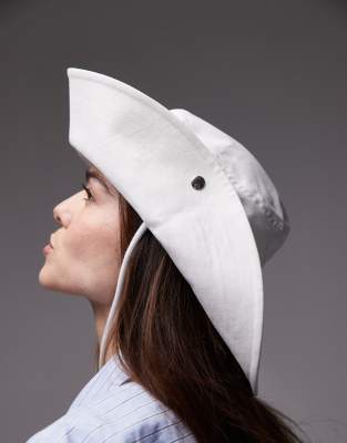 ARKET drawstring safari-style sunset bucket hat in white ASOS