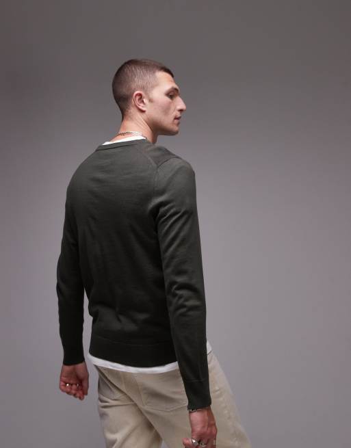 ARKET – Dzianinowy sweter z okrągłym dekoltem w jasnym kolorze khaki, 4 z 4