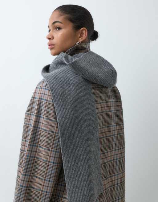 ARKET écharpe à capuche en laine grise, 3 de 5