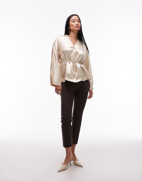 ARKET – Elastische Hose mit schmalem Bein und Frontnaht in Braun - view 1