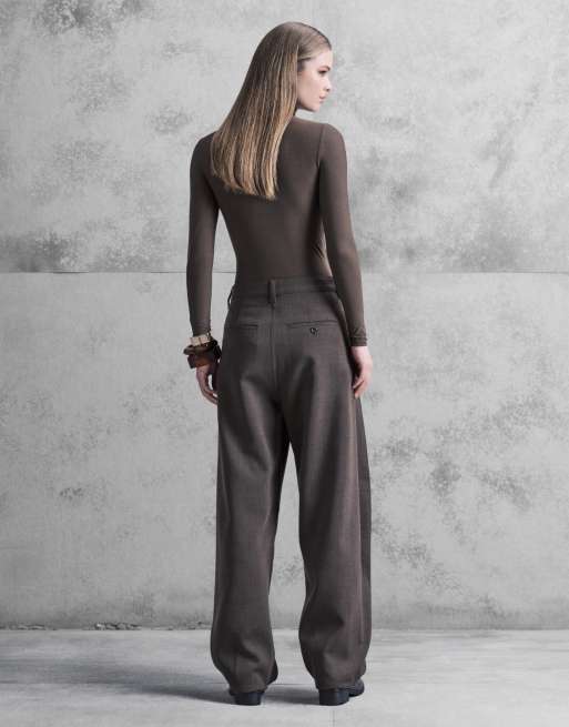 ARKET - Elegante broek van wolmix met stretch en rechte pijpen in bruin, 2 van 5