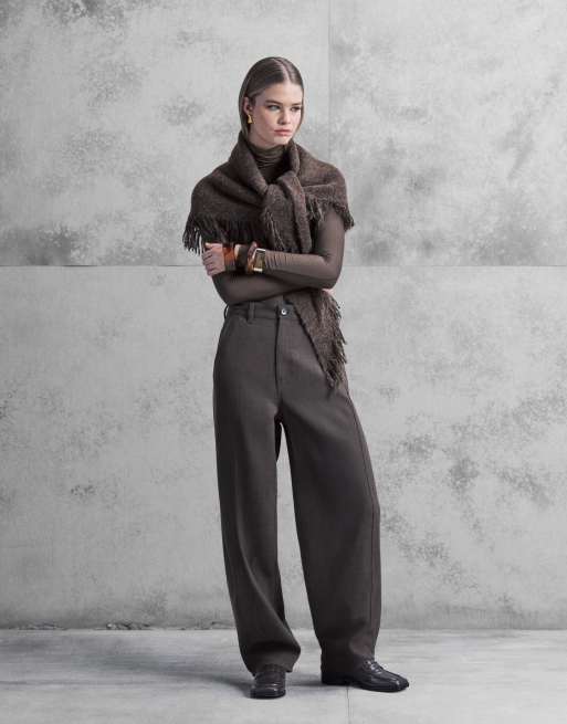 ARKET - Elegante broek van wolmix met stretch en rechte pijpen in bruin, 3 van 5