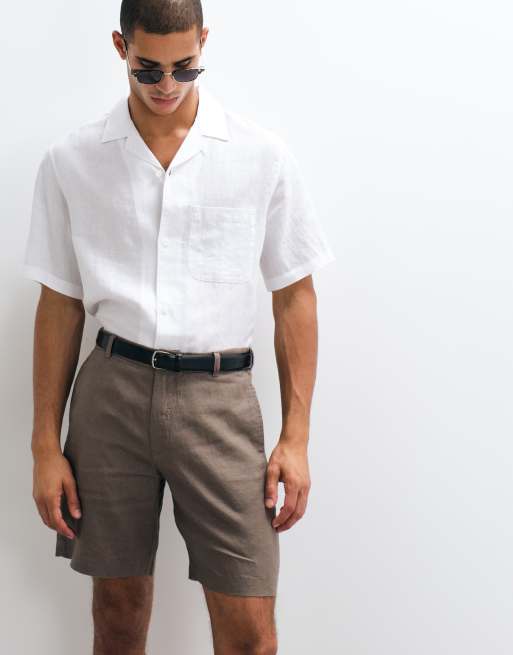 ARKET - Elegante short van zuiver linnen in bruin, 2 van 5