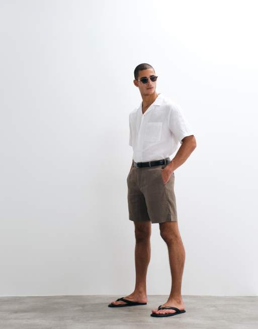 ARKET - Elegante short van zuiver linnen in bruin, 4 van 5