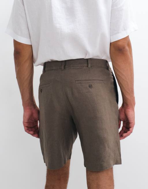 ARKET - Elegante short van zuiver linnen in bruin, 5 van 5