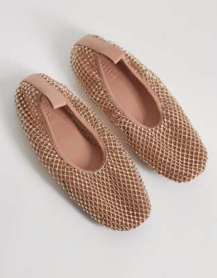 embellished ballet flats in light beige-Neutral