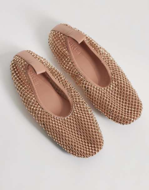 ARKET embellished ballet flats in light beige - view 1