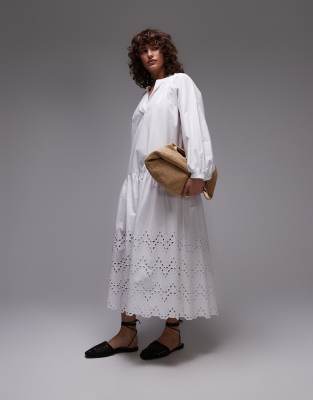 ARKET embroidered midaxi dress in white - view 1