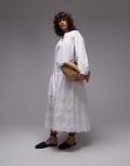 [Arket] ARKET embroidered midaxi dress in white 34 WHITE