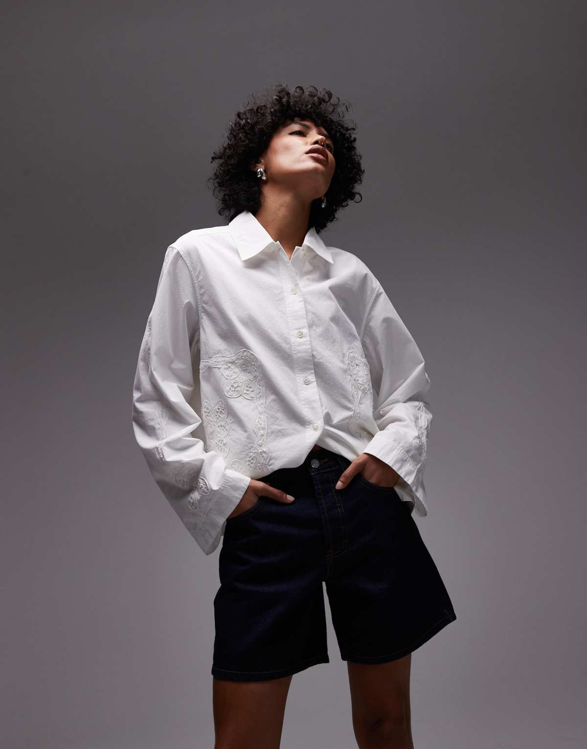 ARKET embroidered shirt in off white