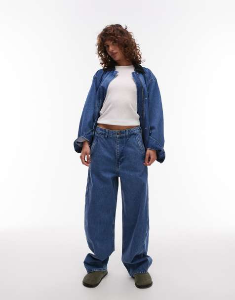 ARKET Endive barrel leg jeans in seam detail in light wash blue - view 1