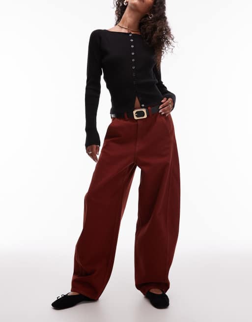 ARKET Endive barrel leg jeans in seam detail in washed brown