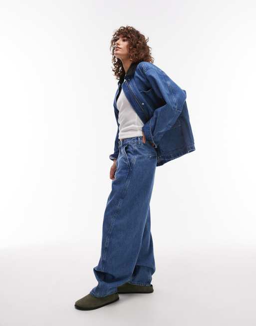 ARKET Endive barrel leg jeans with seam details in light wash blue, 2 of 5