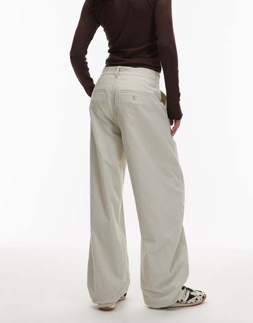 ARKET Endive cord barrel leg trousers in off white, 4 of 5